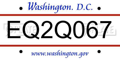 EQ2Q067 District Of Columbia License Plate