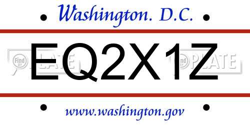 EQ2X1Z District Of Columbia License Plate