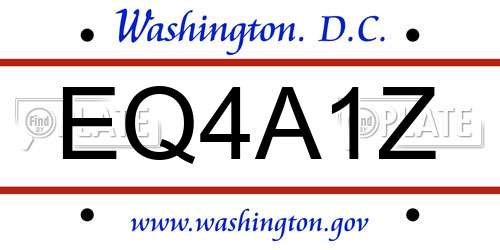 EQ4A1Z District Of Columbia License Plate