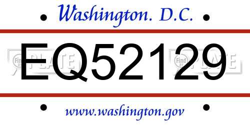 EQ52129 District Of Columbia License Plate