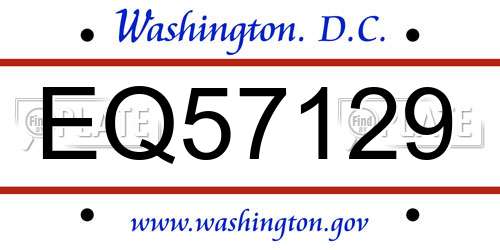 EQ57129 District Of Columbia License Plate