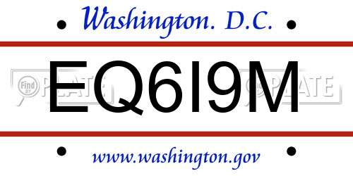 EQ6I9M District Of Columbia License Plate
