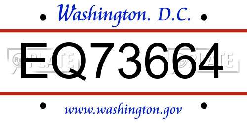 EQ73664 District Of Columbia License Plate