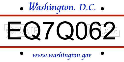 EQ7Q062 District Of Columbia License Plate