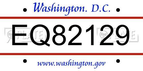 EQ82129 District Of Columbia License Plate