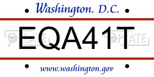 EQA41T District Of Columbia License Plate