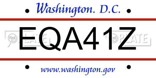 EQA41Z District Of Columbia License Plate