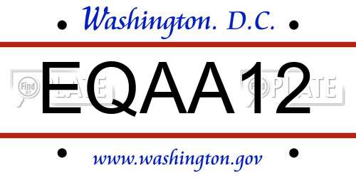 EQAA12 District Of Columbia License Plate