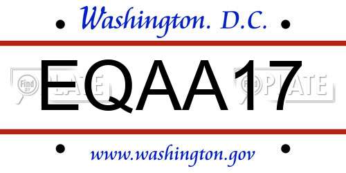 EQAA17 District Of Columbia License Plate