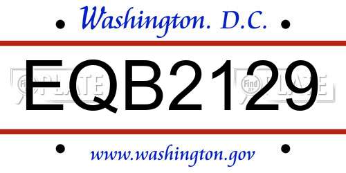 EQB2129 District Of Columbia License Plate