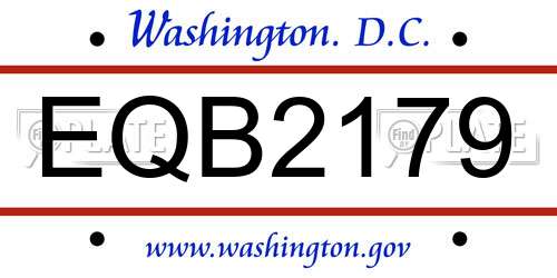 EQB2179 District Of Columbia License Plate