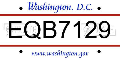 EQB7129 District Of Columbia License Plate