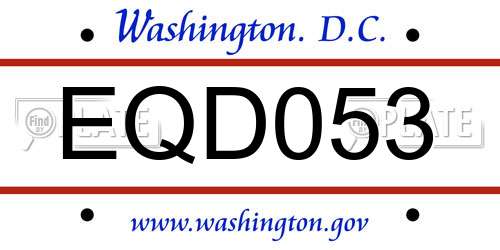 EQD053 District Of Columbia License Plate