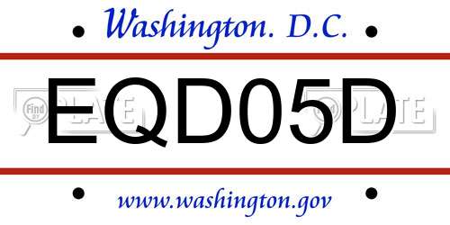 EQD05D District Of Columbia License Plate