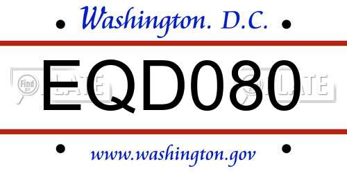 EQD080 District Of Columbia License Plate
