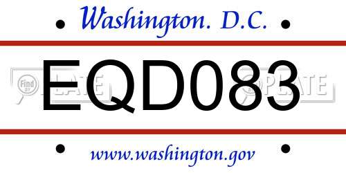 EQD083 District Of Columbia License Plate
