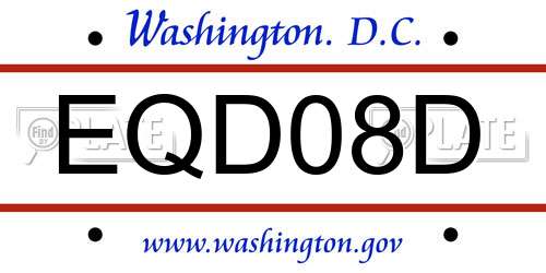 EQD08D District Of Columbia License Plate