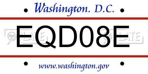EQD08E District Of Columbia License Plate