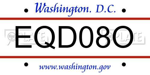 EQD08O District Of Columbia License Plate