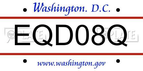 EQD08Q District Of Columbia License Plate