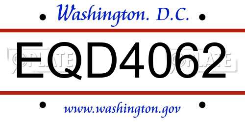 EQD4062 District Of Columbia License Plate