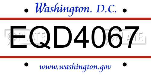 EQD4067 District Of Columbia License Plate