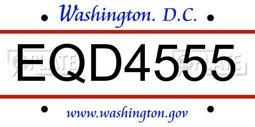 EQD4555 District Of Columbia License Plate