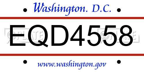 EQD4558 District Of Columbia License Plate