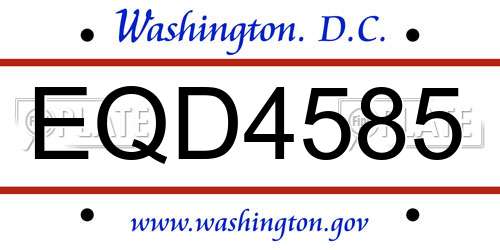 EQD4585 District Of Columbia License Plate