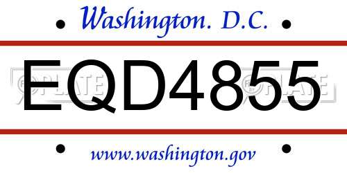 EQD4855 District Of Columbia License Plate