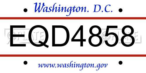 EQD4858 District Of Columbia License Plate