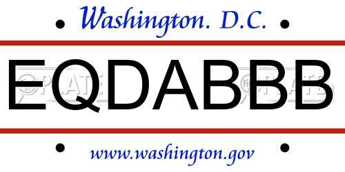 EQDABBB District Of Columbia License Plate