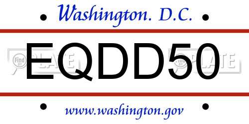 EQDD50 District Of Columbia License Plate