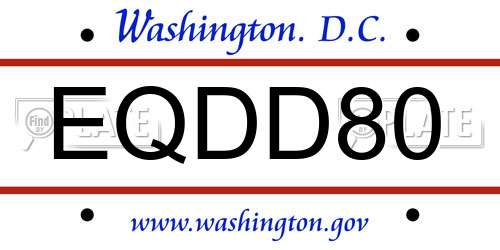 EQDD80 District Of Columbia License Plate