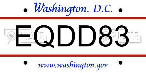 EQDD83 District Of Columbia License Plate