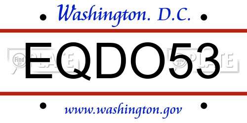 EQDO53 District Of Columbia License Plate