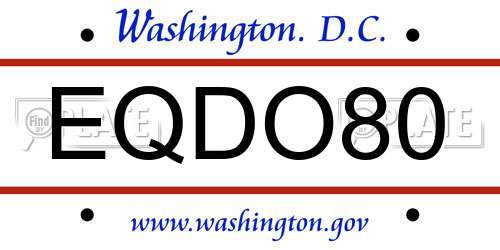 EQDO80 District Of Columbia License Plate