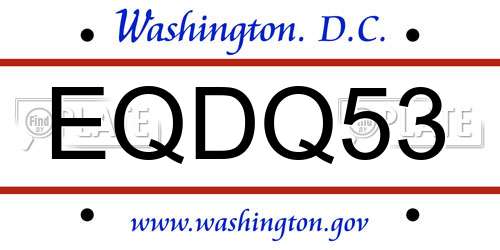 EQDQ53 District Of Columbia License Plate