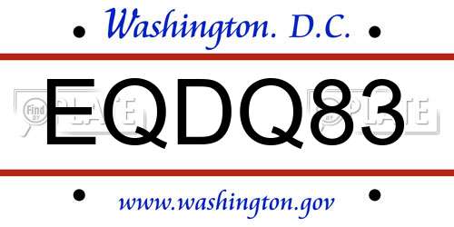 EQDQ83 District Of Columbia License Plate