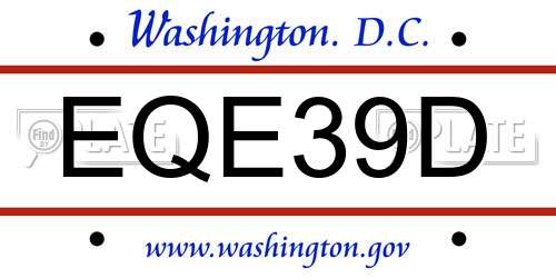 EQE39D District Of Columbia License Plate