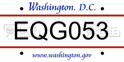 EQG053 District Of Columbia License Plate
