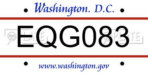 EQG083 District Of Columbia License Plate