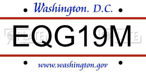 EQG19M District Of Columbia License Plate