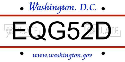 EQG52D District Of Columbia License Plate