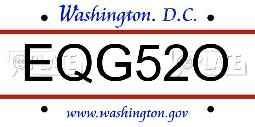 EQG52O District Of Columbia License Plate