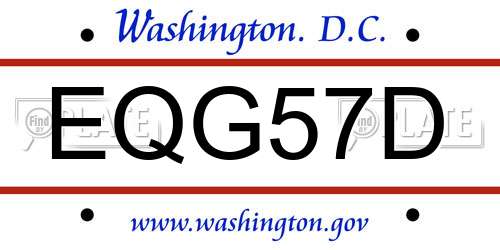 EQG57D District Of Columbia License Plate