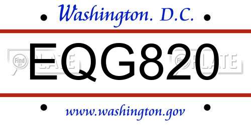 EQG820 District Of Columbia License Plate