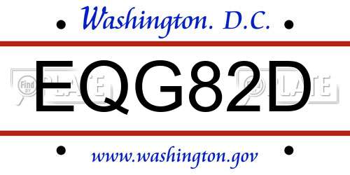 EQG82D District Of Columbia License Plate