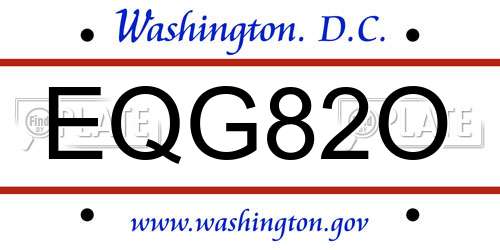 EQG82O District Of Columbia License Plate