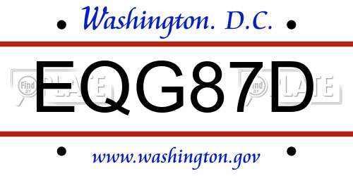 EQG87D District Of Columbia License Plate